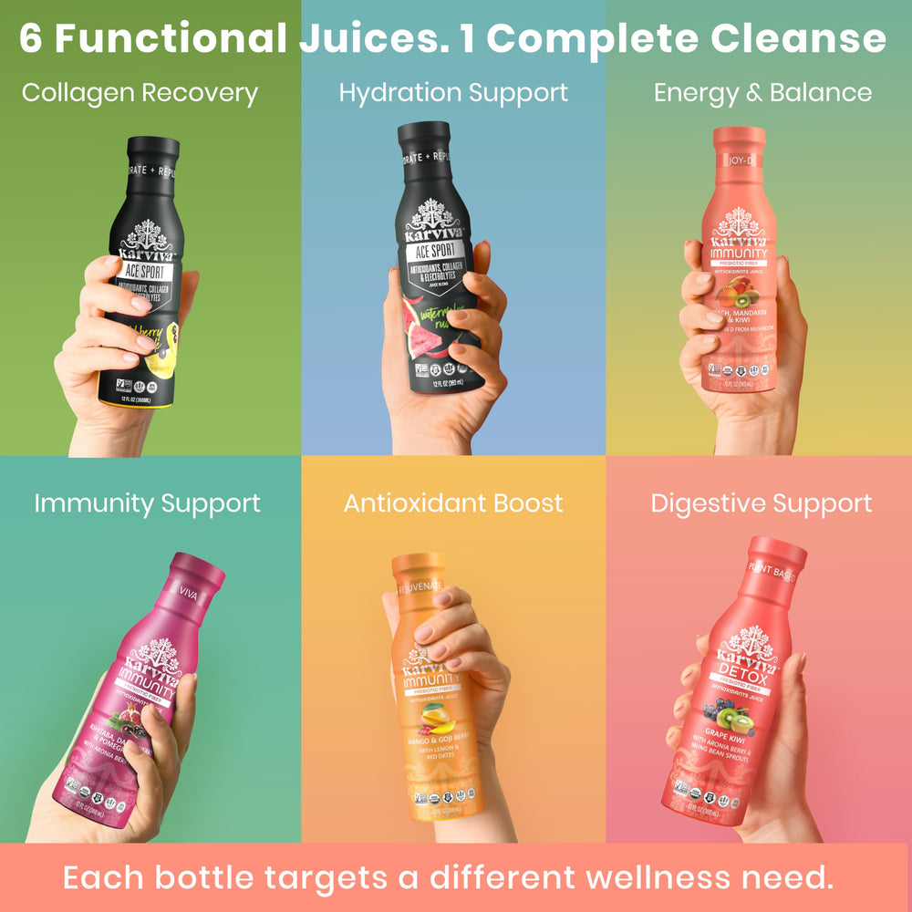 Karviva juice texture pouring to show smooth consistency and natural extraction benefit