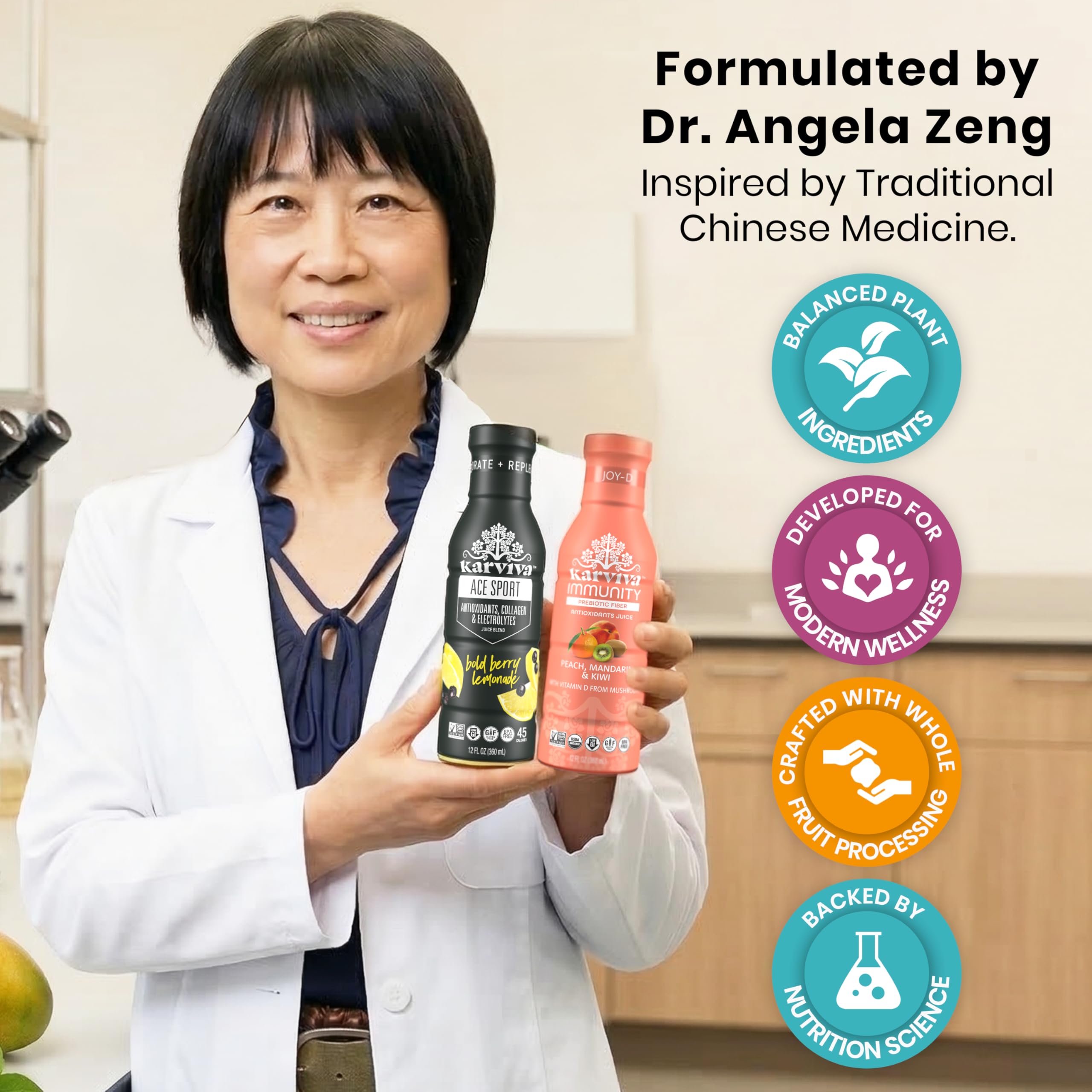 Karviva recyclable bottle detail showing BPA-free material and eco-friendly benefit