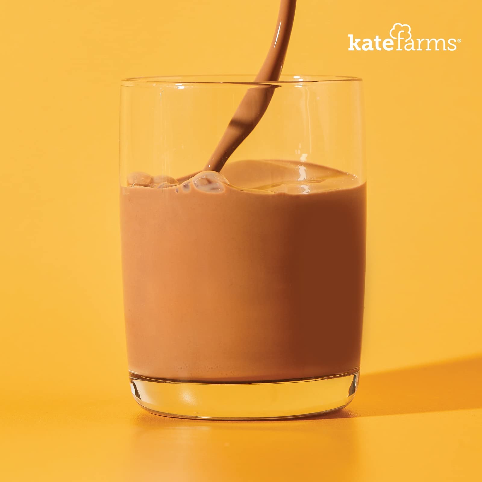 Kate Farms chocolate bottle side label showing nutrition facts and benefits