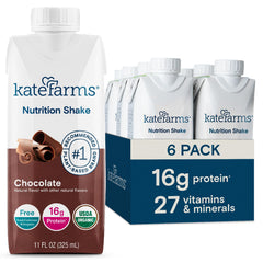 Kate Farms chocolate front packaging highlighting organic certification and protein