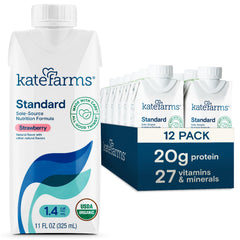 Kate Farms front packaging strawberry showing product and flavor benefits
