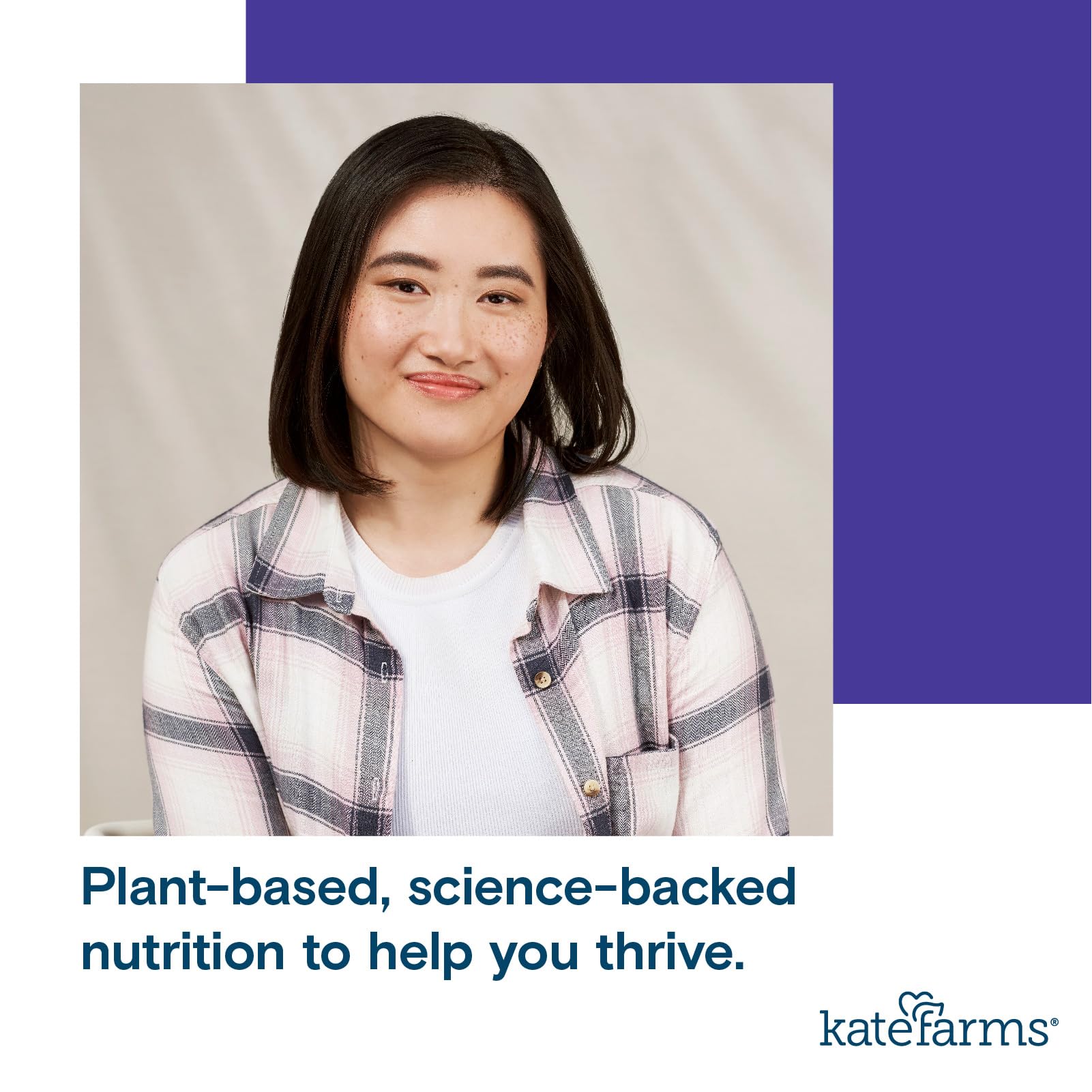 Kate Farms carton close-up label highlighting peptide protein and certifications for trust