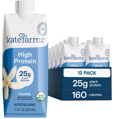 Kate Farms vanilla shake front packaging showing label and clean design for easy selection