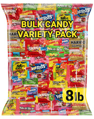 KATIE’S KANDY KORNER front packaging showing 8 lb variety pack and colorful branding benefits easy selection