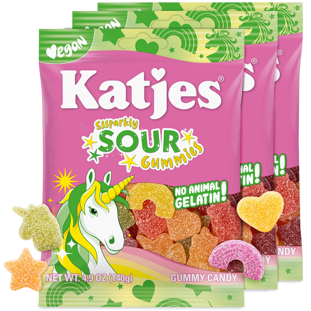Katjes front packaging showing vegan sour gummies and bright branding for easy identification