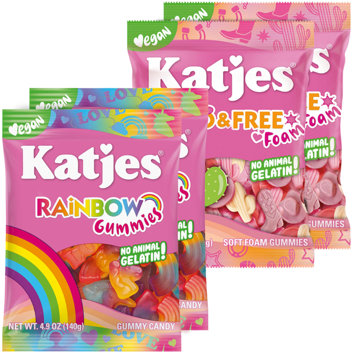 Katjes front packaging showing four-bag variety, ideal for gifting