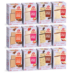 Katz Gluten Free front packaging showing four-flavor variety and allergen-free benefits