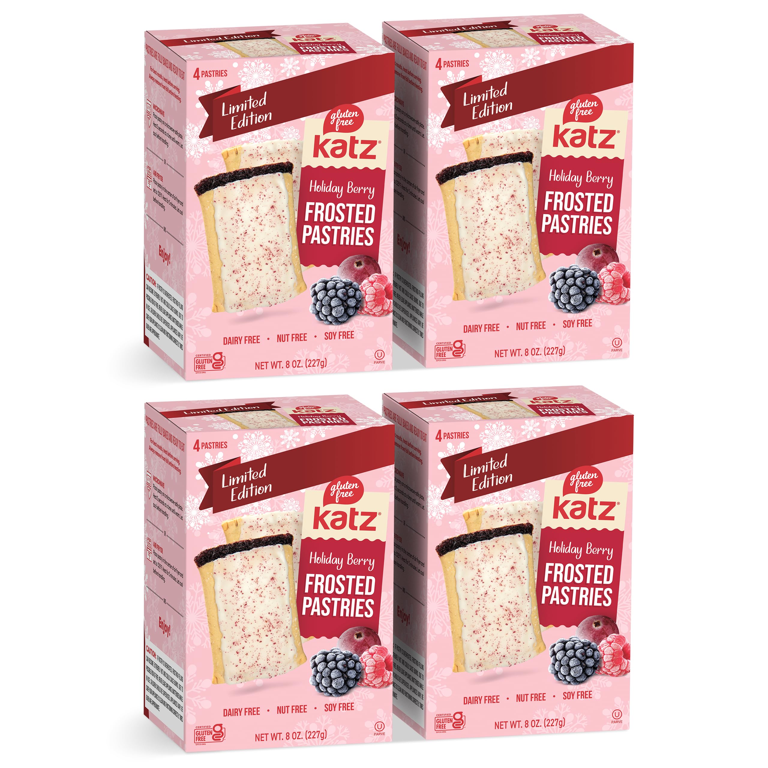 Katz Gluten Free front packaging showing holiday design and limited-edition flavor benefit
