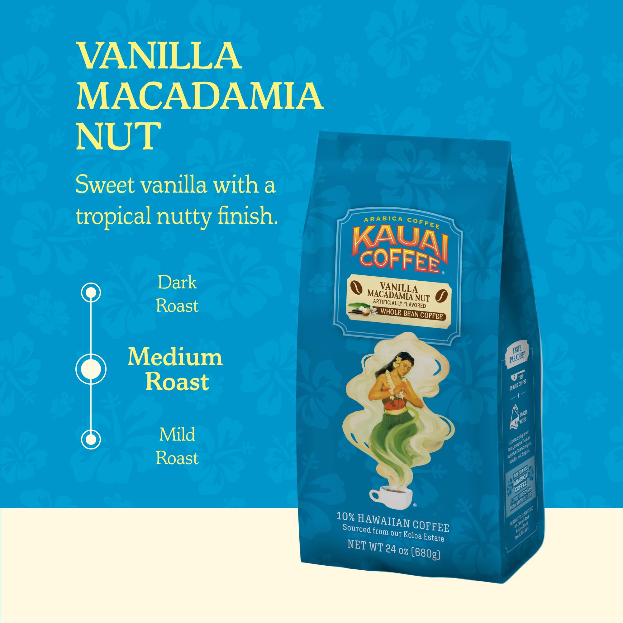Kauai Coffee espresso shot pulled from freshly ground beans, showcasing rich crema