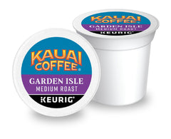 Kauai Coffee single K-Cup top view highlighting easy brewing