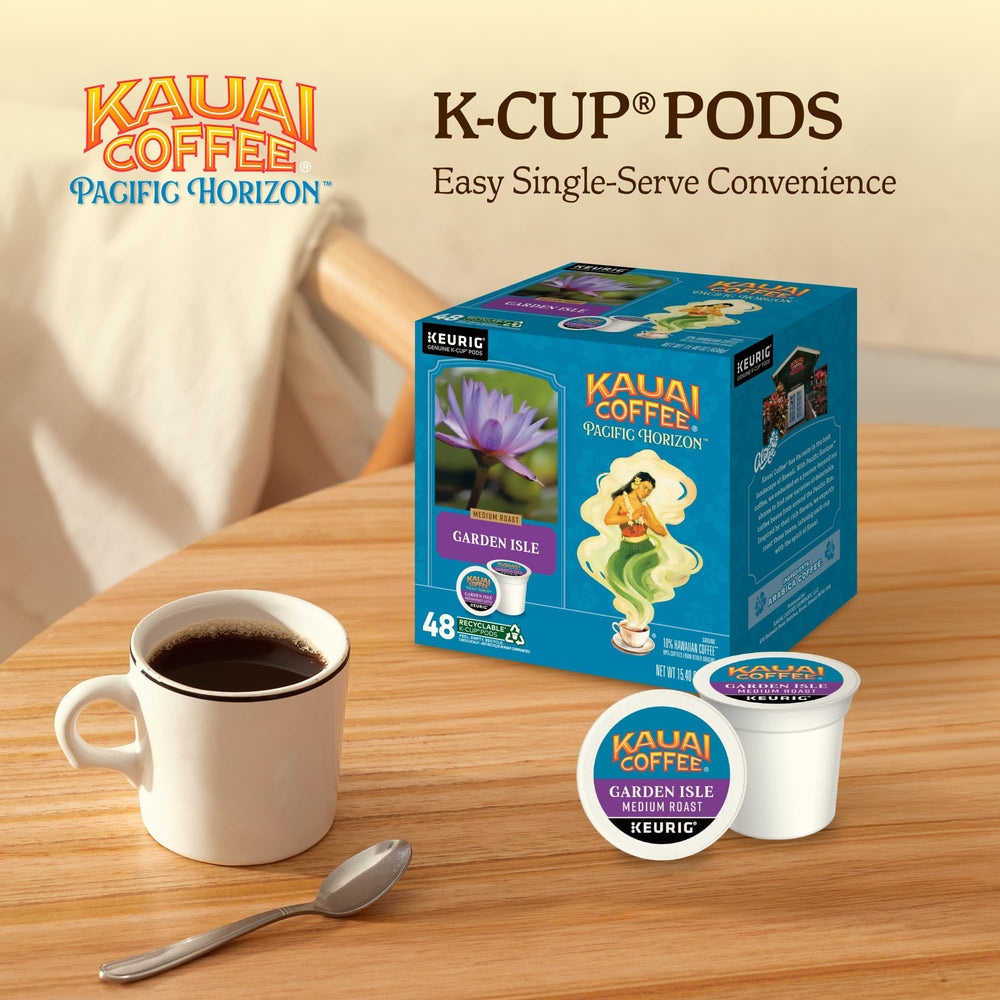 Kauai Coffee all 48 pods laid out for portion clarity