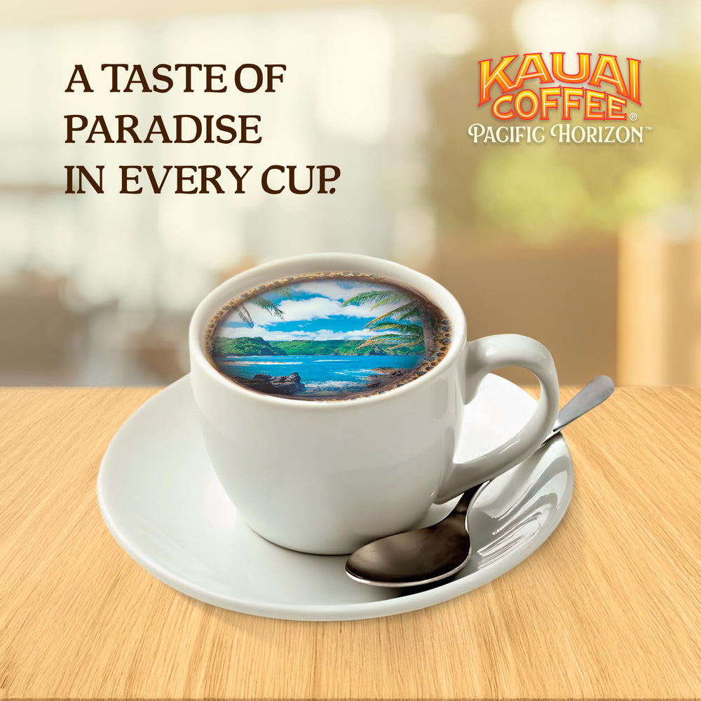 Twenty-two Kauai Coffee pods arranged to show pack size and portion control