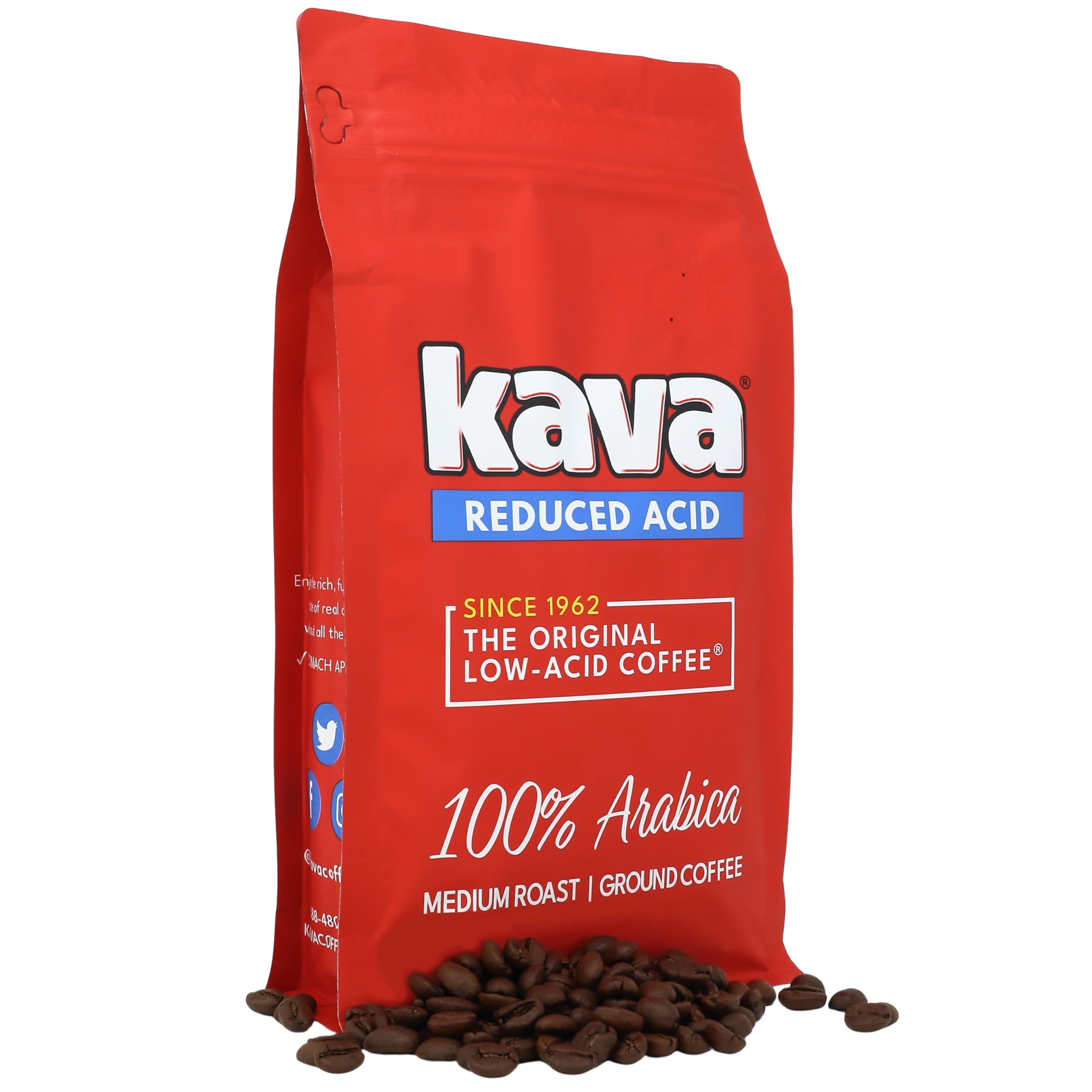 Kava whole beans next to grounds showing quality Arabica origins