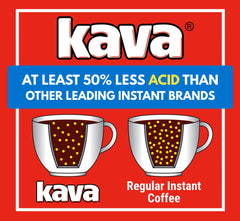 Kava decaf 4 oz glass jar close-up showing certification and easy identification for convenience