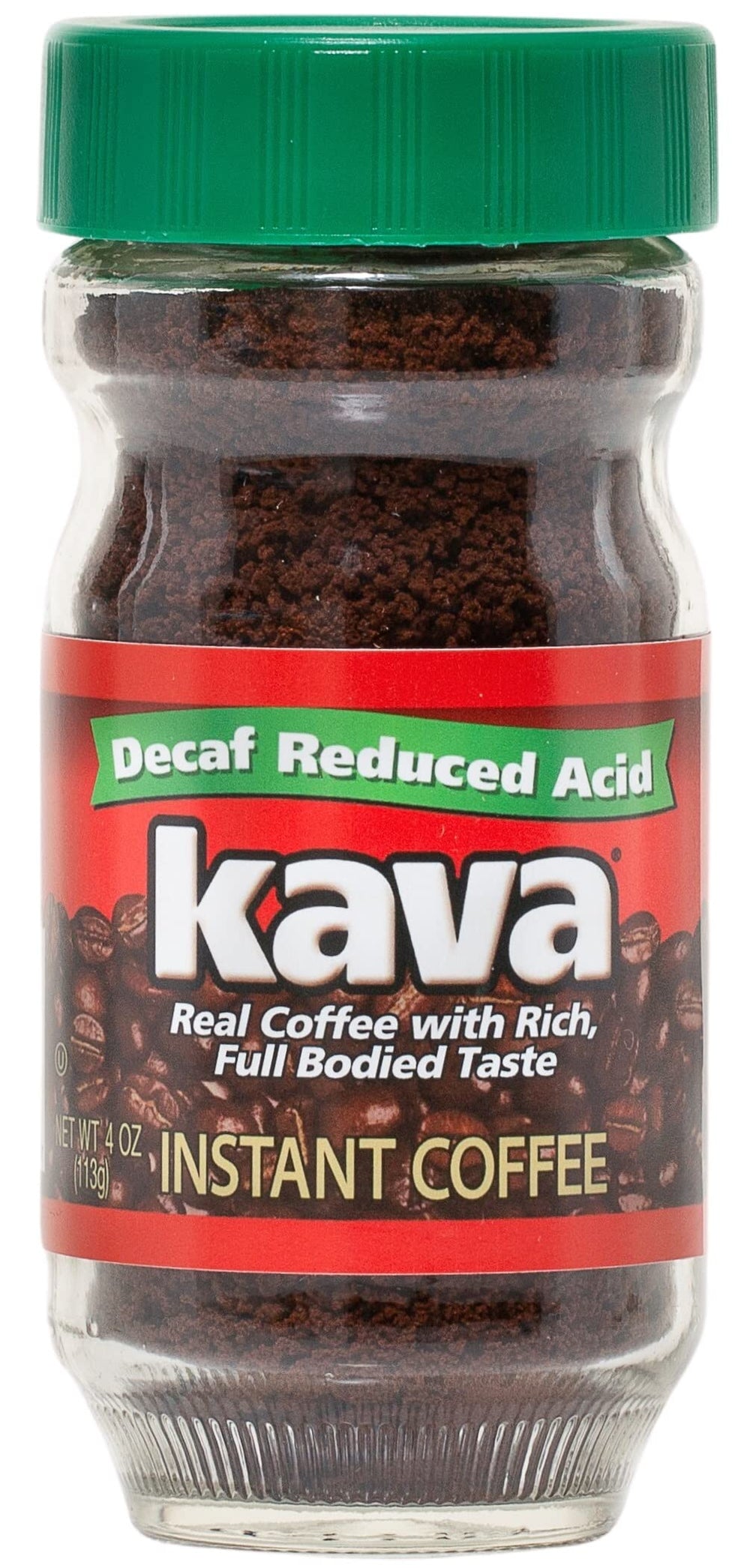 Kava front 4 oz glass jar showing full packaging and convenient size
