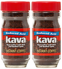 Kava front packaging showing two glass jars and clear labeling for quick recognition and reduced acidity
