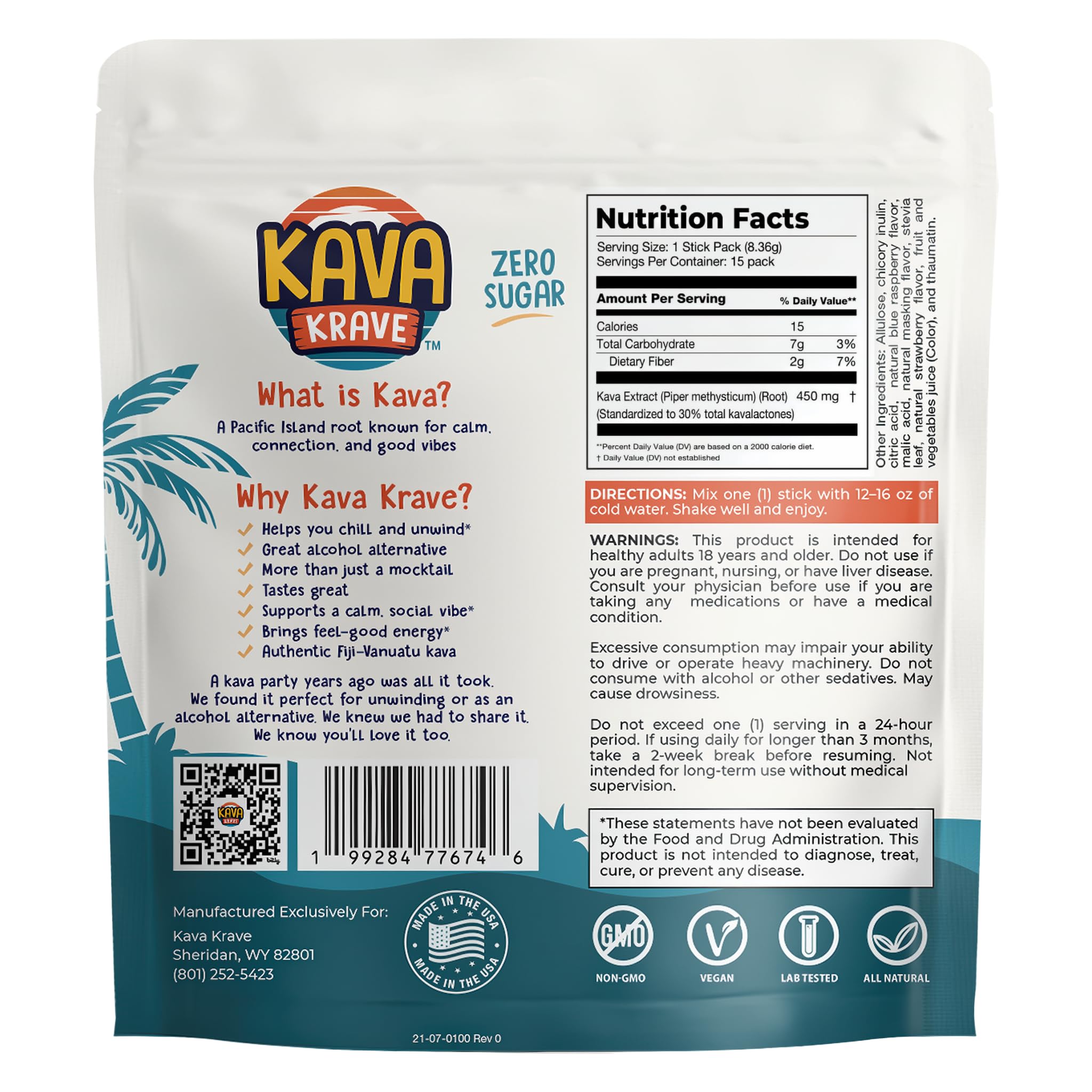 Kava Krave single packet in hand ready to mix and portable for events