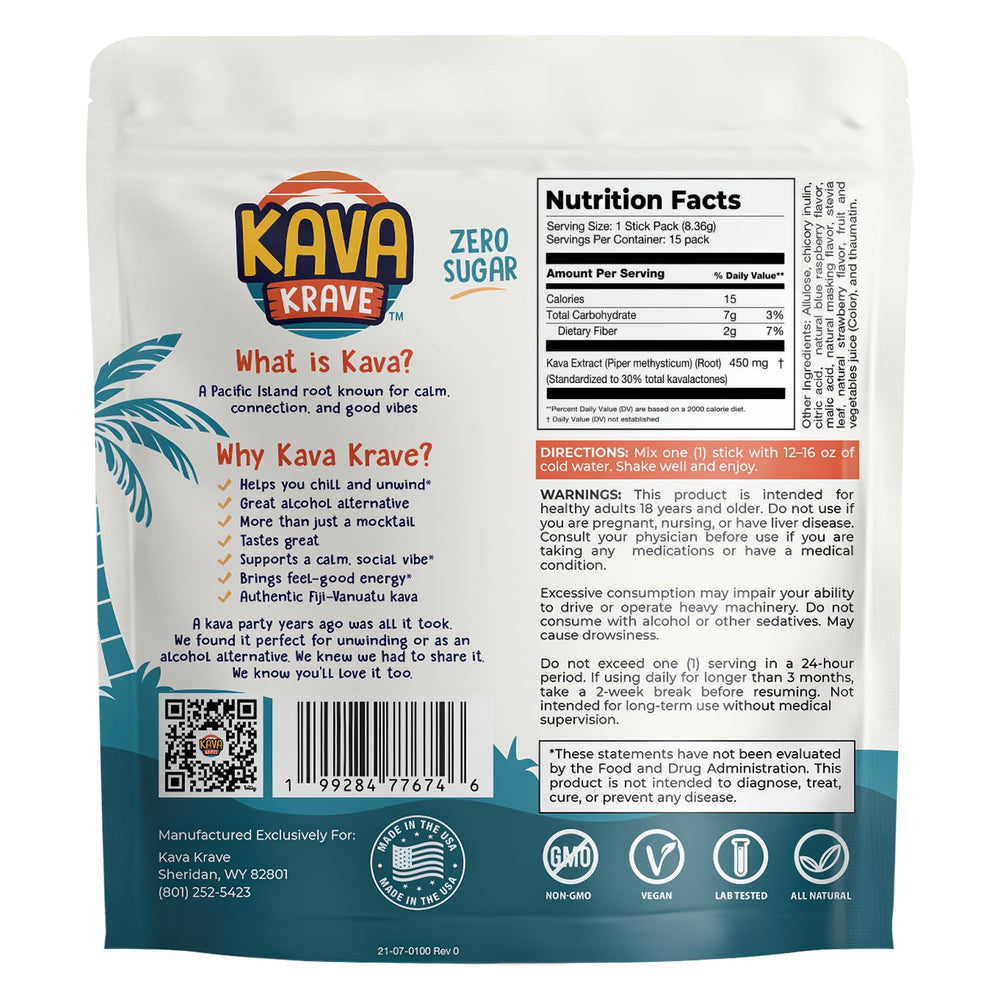 Kava Krave single packet in hand ready to mix and portable for events