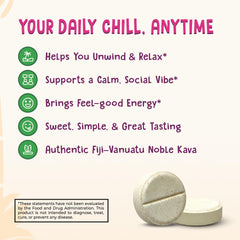 Kava Krave tablets close-up texture showing soft-chew surface for quick release