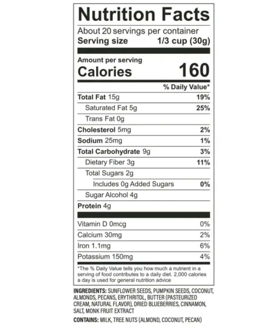 KD Chocolates NuTrael close-up of crunchy blueberry cinnamon clusters