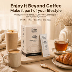 Close-up of Kea Wellness creamer texture highlighting smooth dissolution in beverages