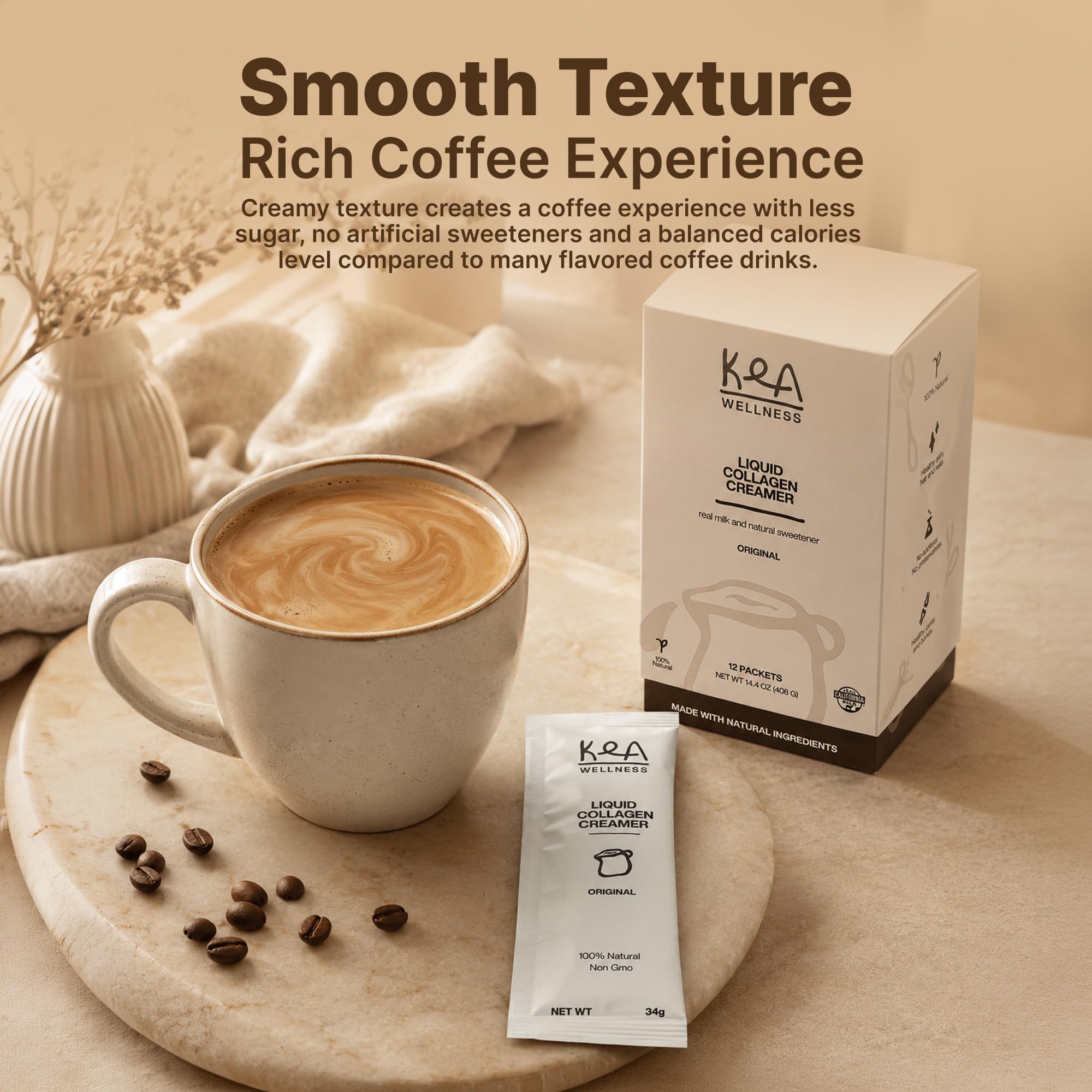 Kea Wellness ingredients label showing bovine and marine collagen peptide details