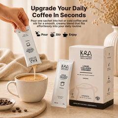 Kea Wellness pouring creamer into coffee to create a creamy, collagen-rich drink