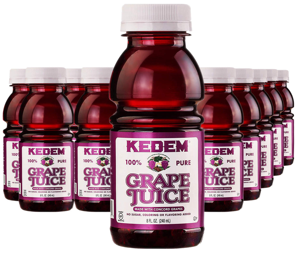 kedem front packaging showing 24-pack of 8oz bottles and kosher label for easy serving