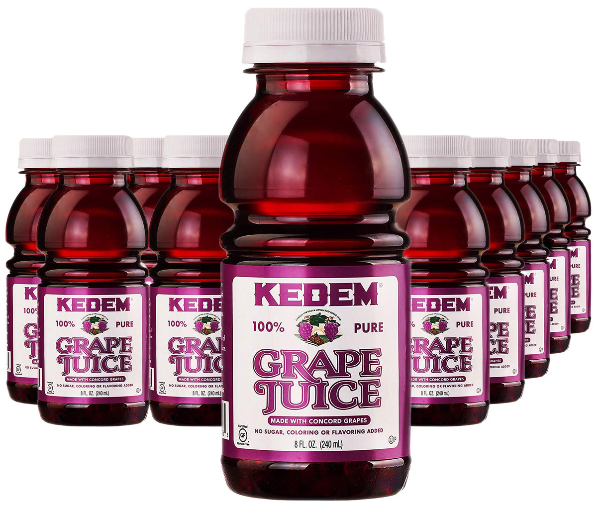kedem front packaging showing 24-pack of 8oz bottles and kosher label for easy serving