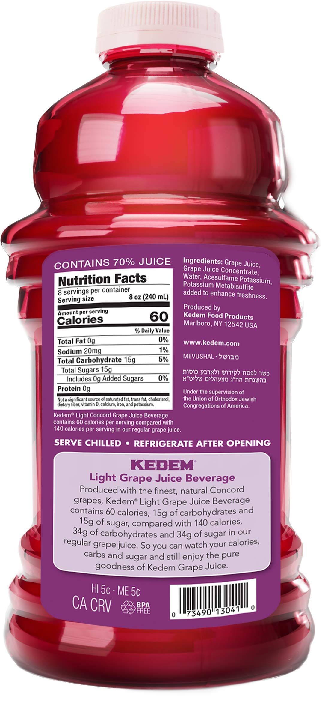kedem light concord poured glass showcasing color and lower-calorie refreshment