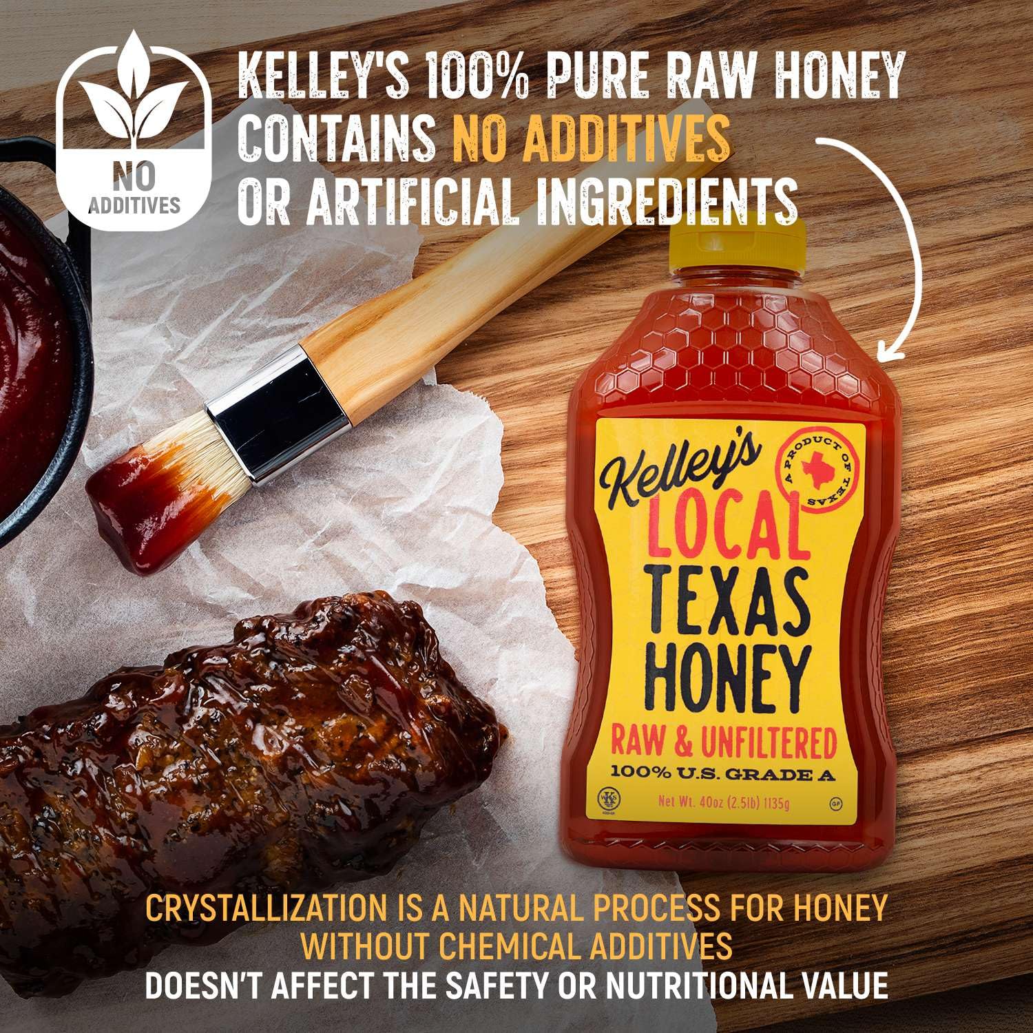 Kelley's bottle beside fresh fruit conveying versatility in smoothies and recipes