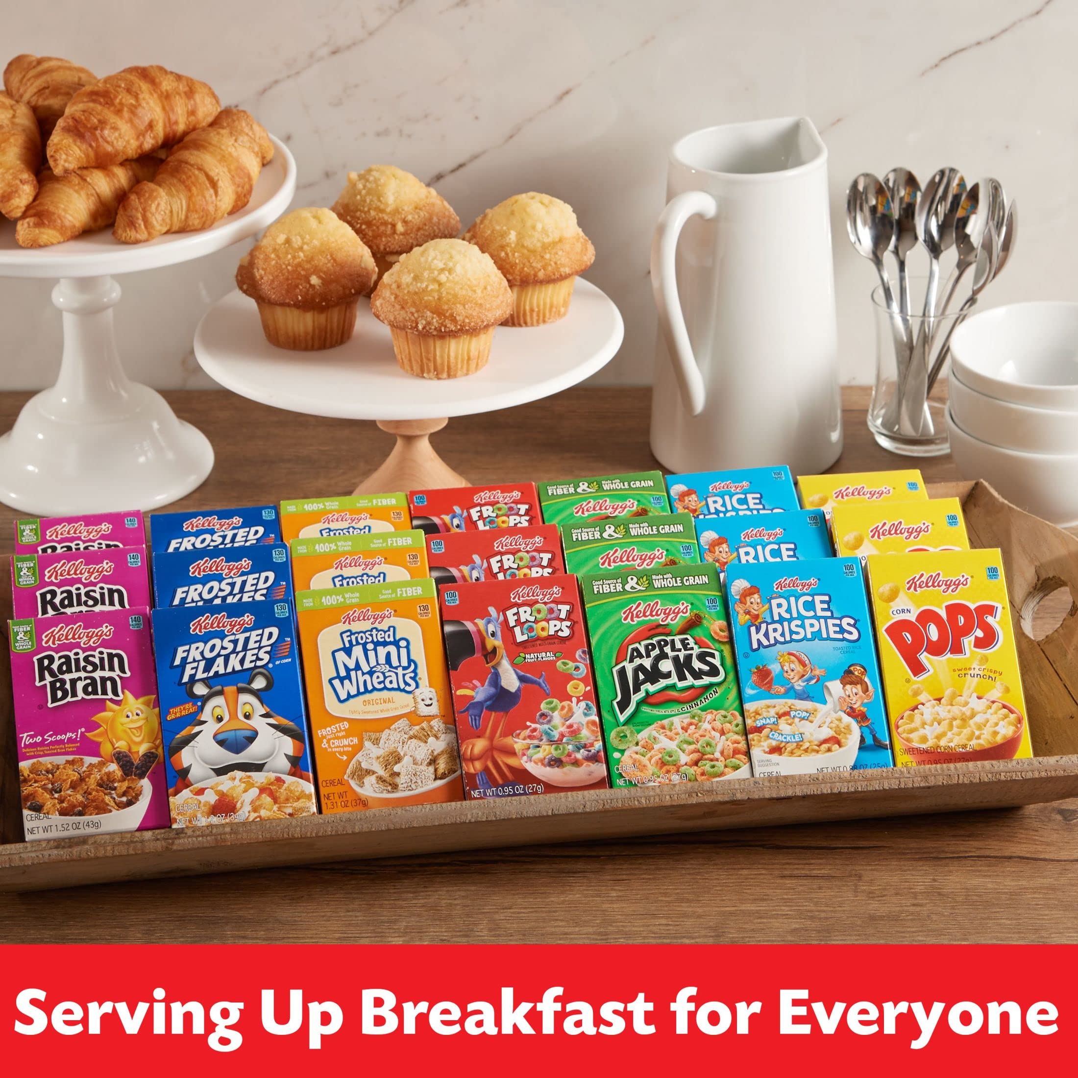 Kellogg's cereal poured into a bowl with milk for quick breakfast