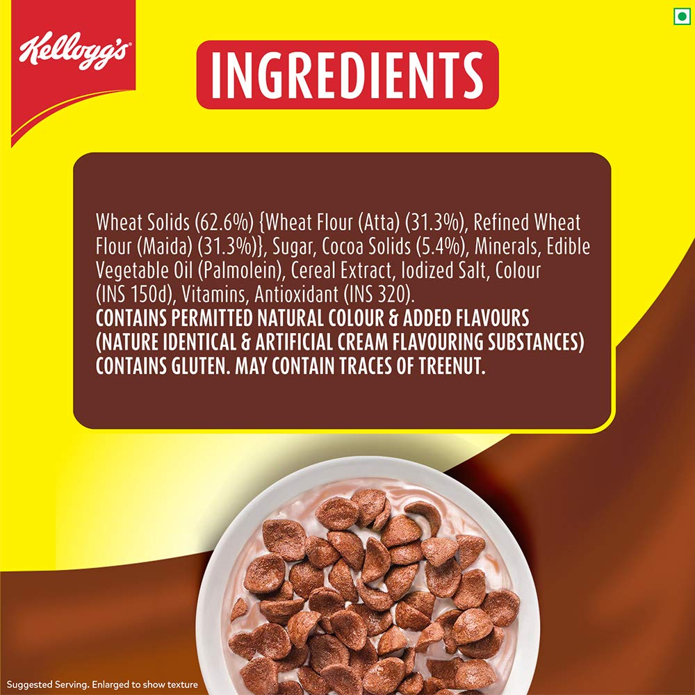 Kellogg's back-of-box nutrition label close-up showing ingredient and nutrition details