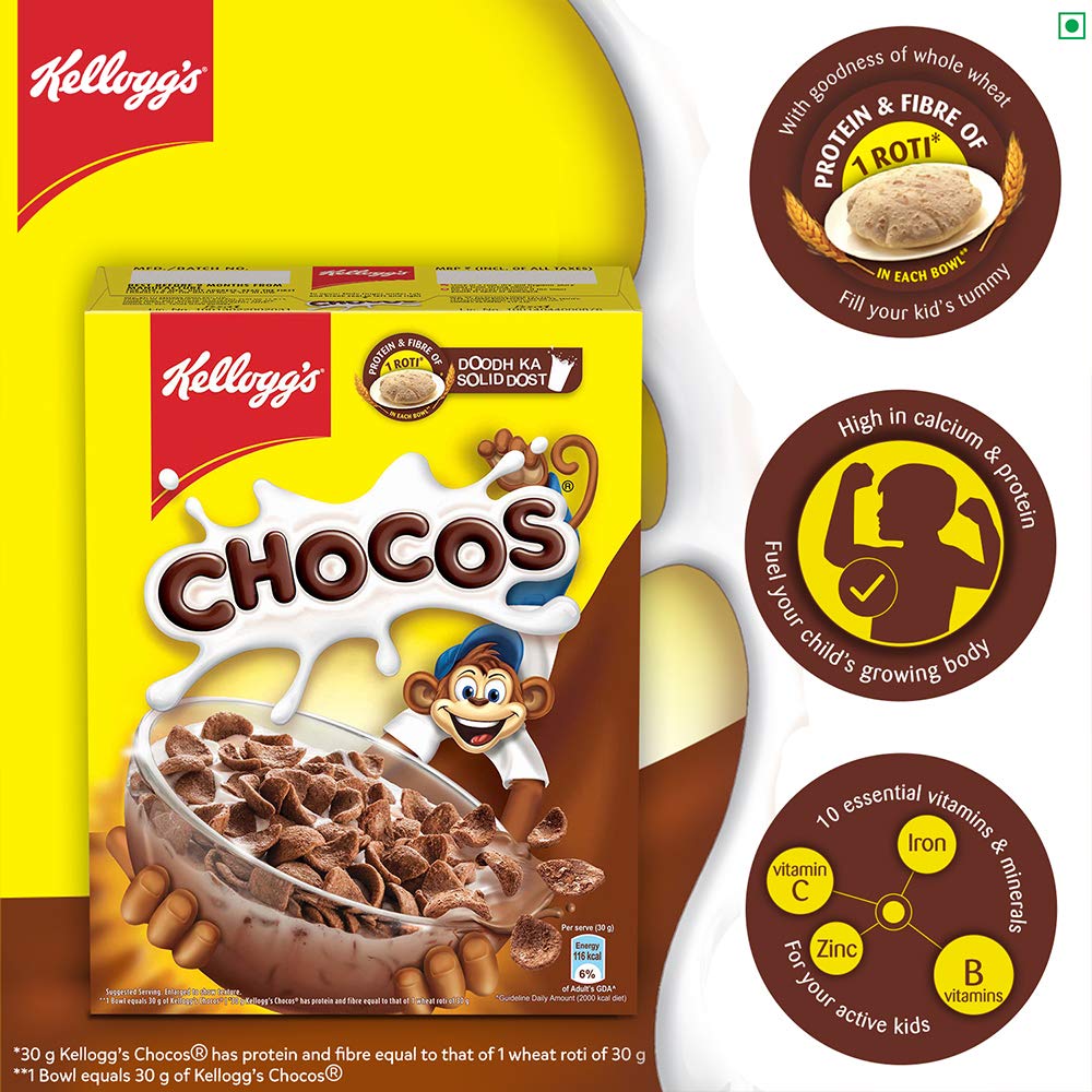 Kellogg's close-up of chocolate cereal texture highlighting crunchy whole-grain pieces