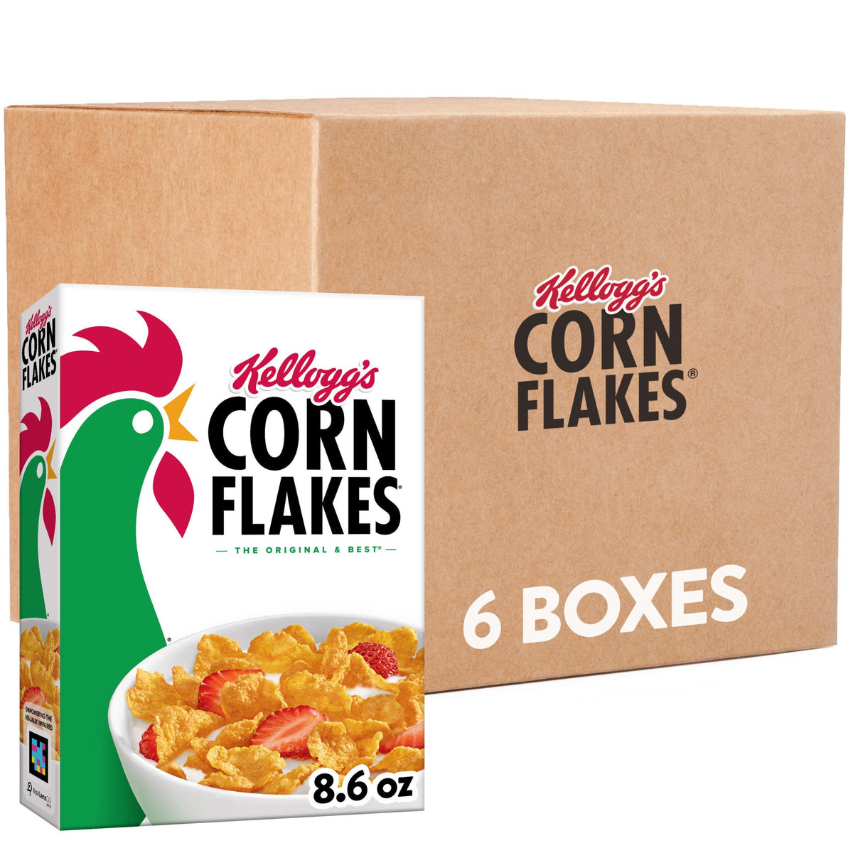 Kellogg's front box showing original branding and pack details, convenient storage benefit