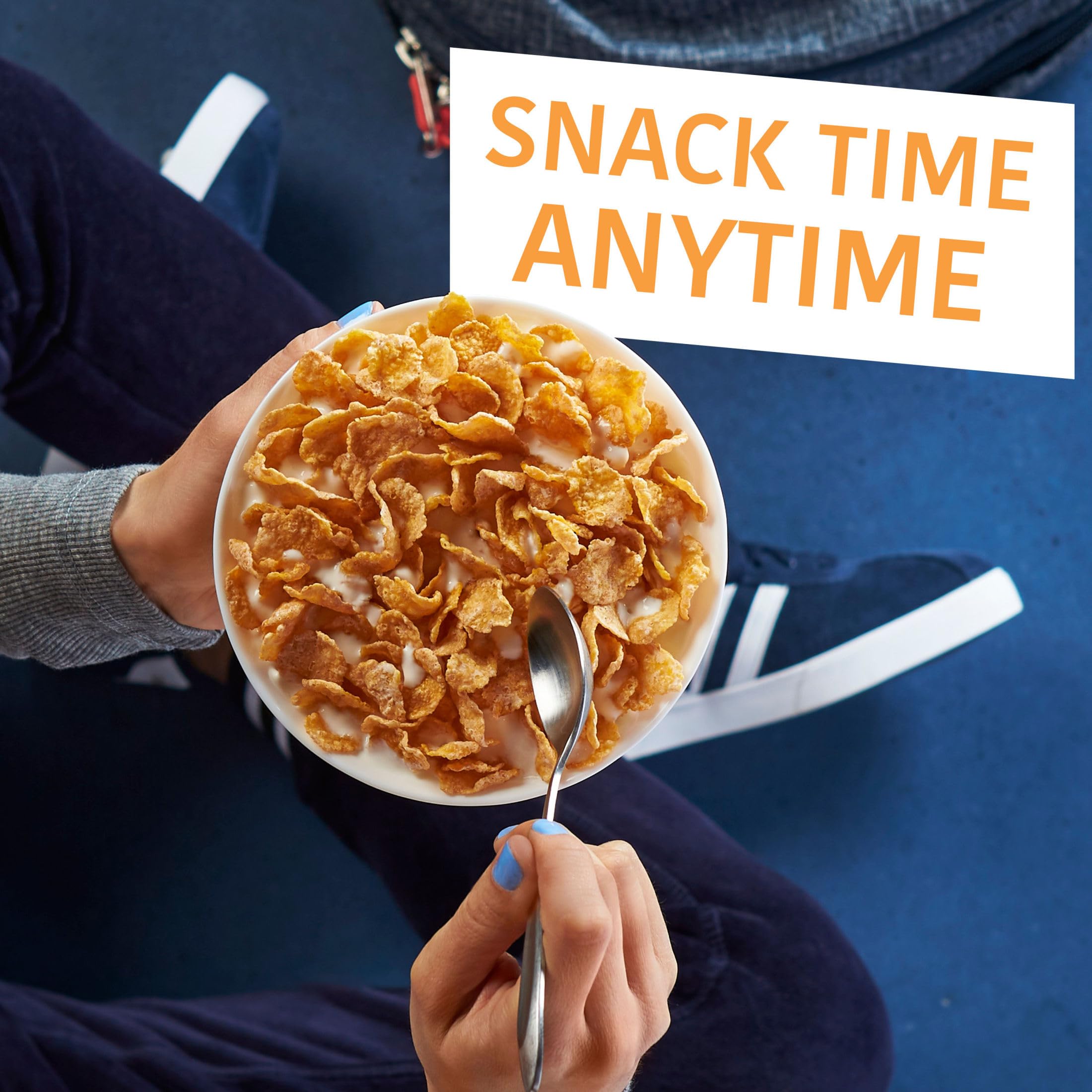 Kellogg's single-serve tucked in a backpack lunchbox for portable snacking