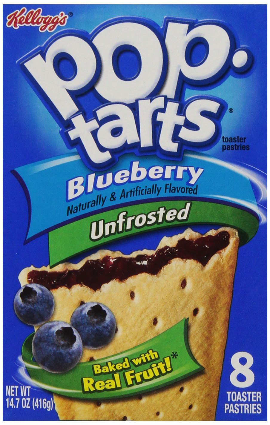 Kellogg's Pop-Tarts front packaging showing two 8-count boxes and product benefit convenience
