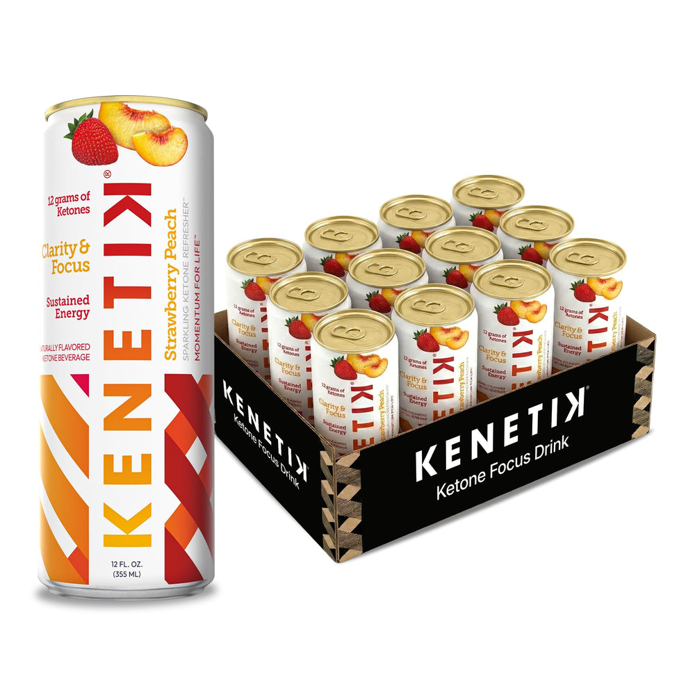 Kenetik front packaging strawberry peach showcasing clean design and benefit