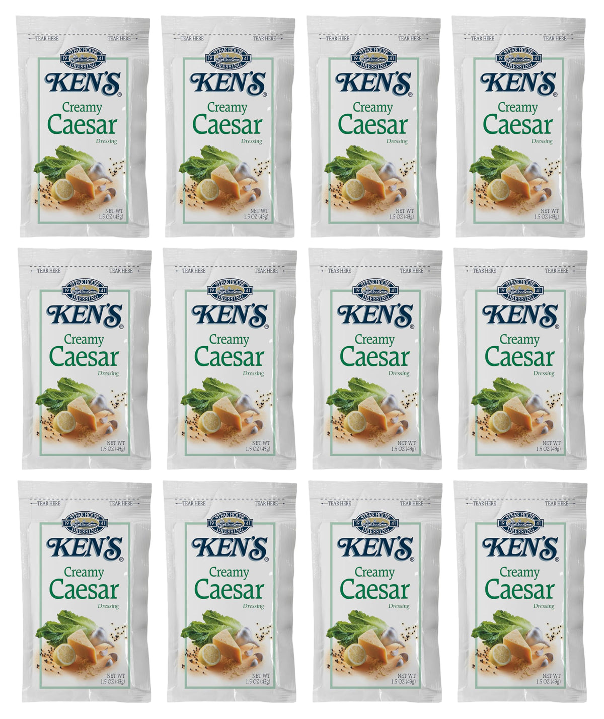 Ken's front pouch showing label and gluten-free claim with easy portion control