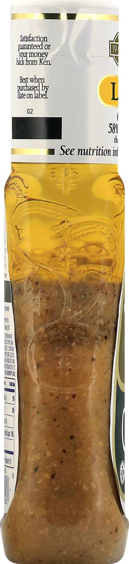 two 16 oz Ken's light Caesar bottles next to common items showing true size and portion control