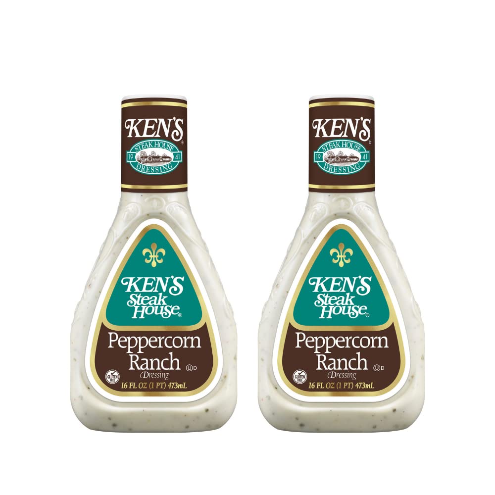 Ken's Steak House front bottle view showing label and 16 fl oz size, highlights convenience