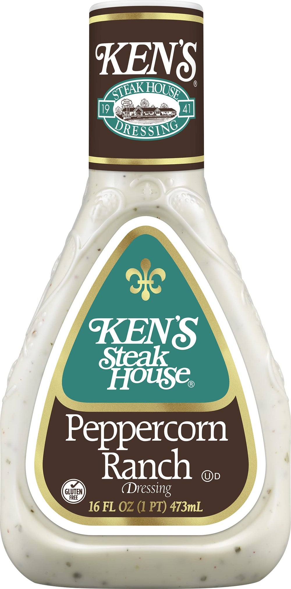 Ken's Steak House drizzling dressing over salad, demonstrates cling and creamy coating