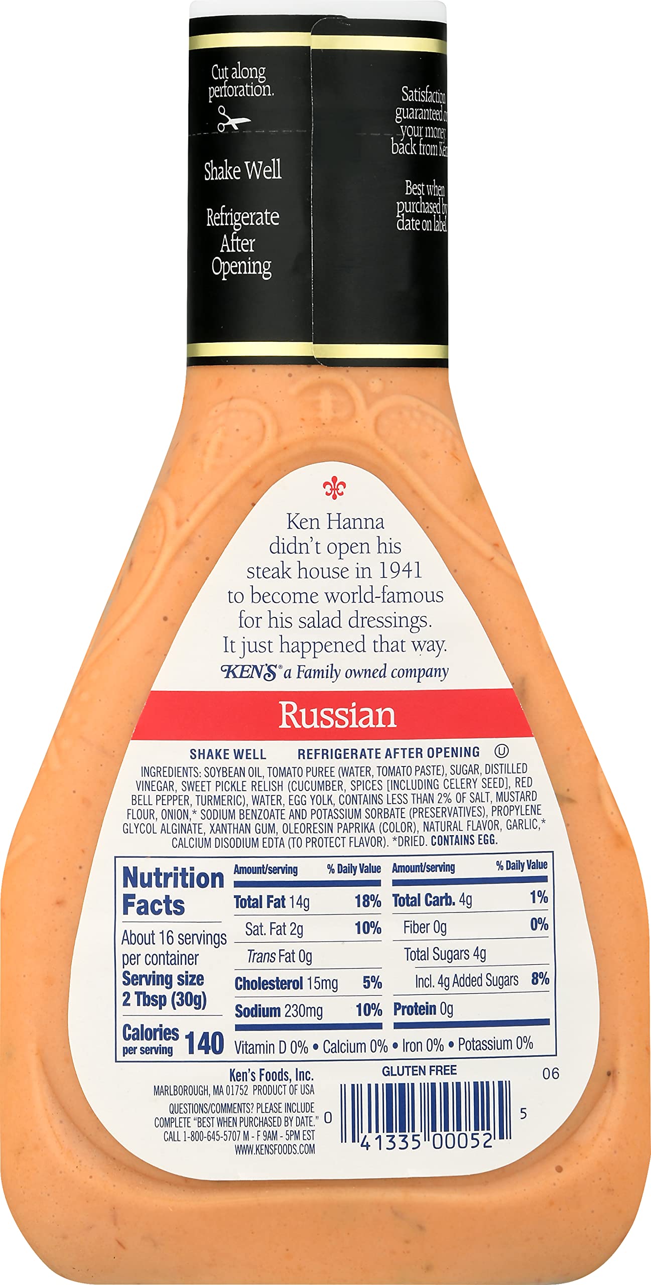 Ken's Steak House dressing drizzled over salad adding flavor and visual appeal
