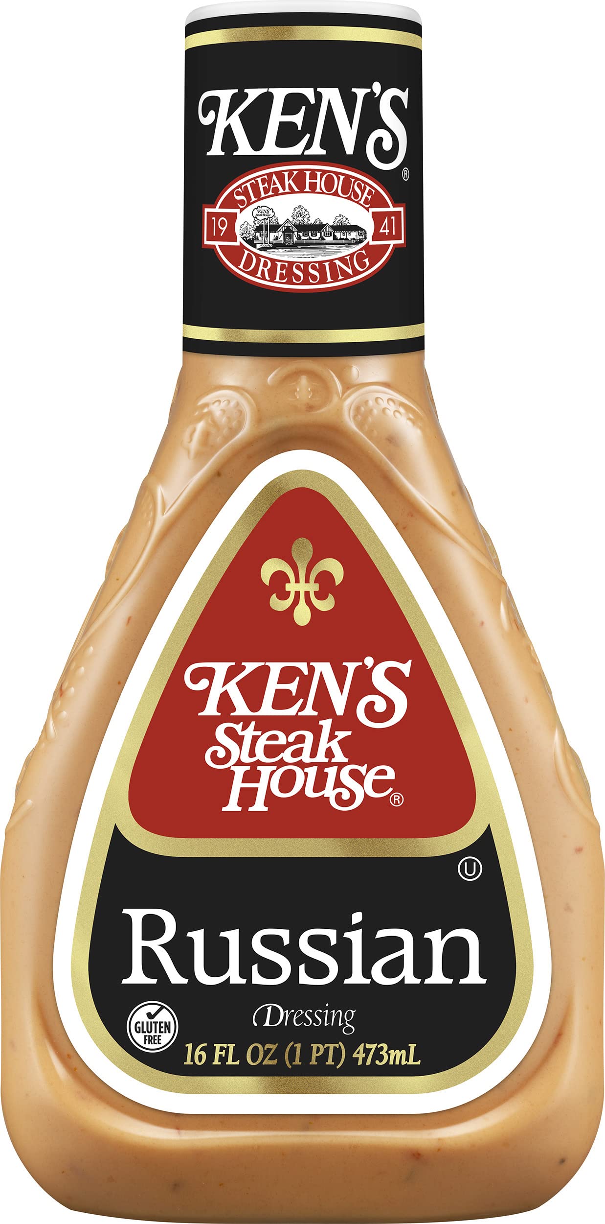 Ken's Steak House dressing pouring to show creamy texture and smooth consistency