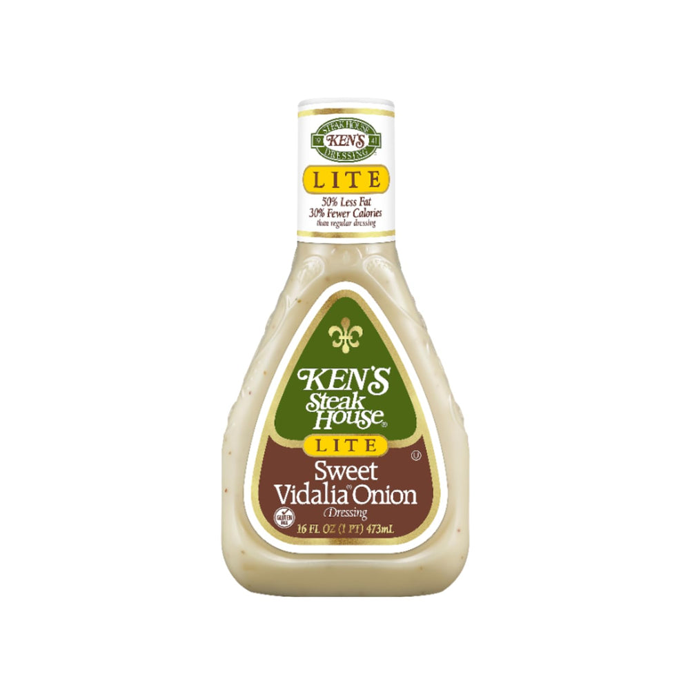 Ken's Steak House label close-up with Vidalia onion details and ingredient clarity benefit