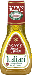 Ken's Steak House pouring Italian dressing texture to show consistency and sheen