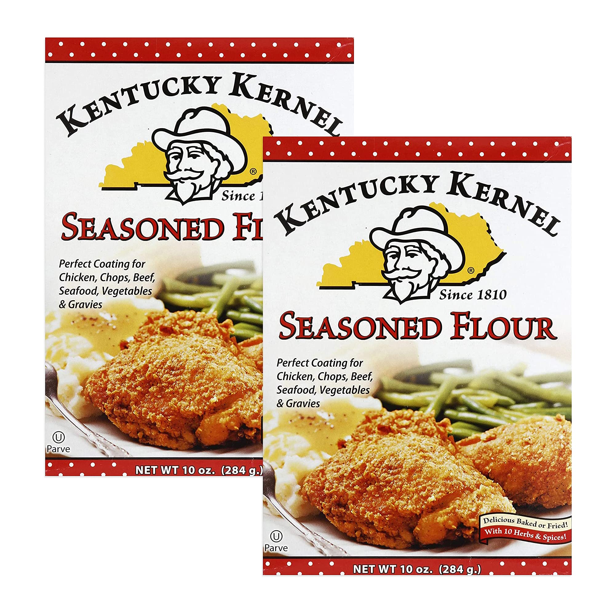 Kentucky Kernel front packaging showing two 10 oz bags and easy use