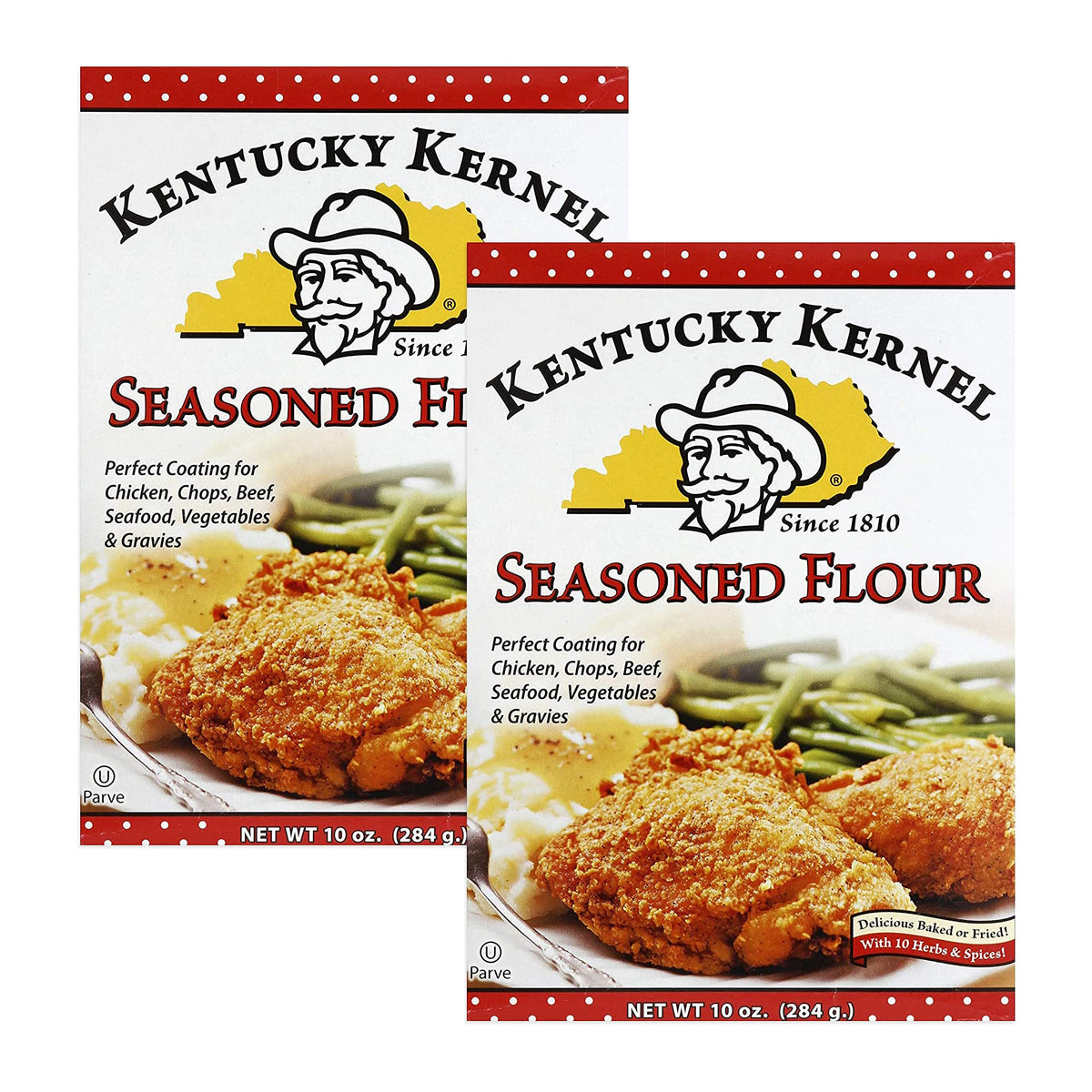 Kentucky Kernel front packaging showing two 10 oz bags and easy use
