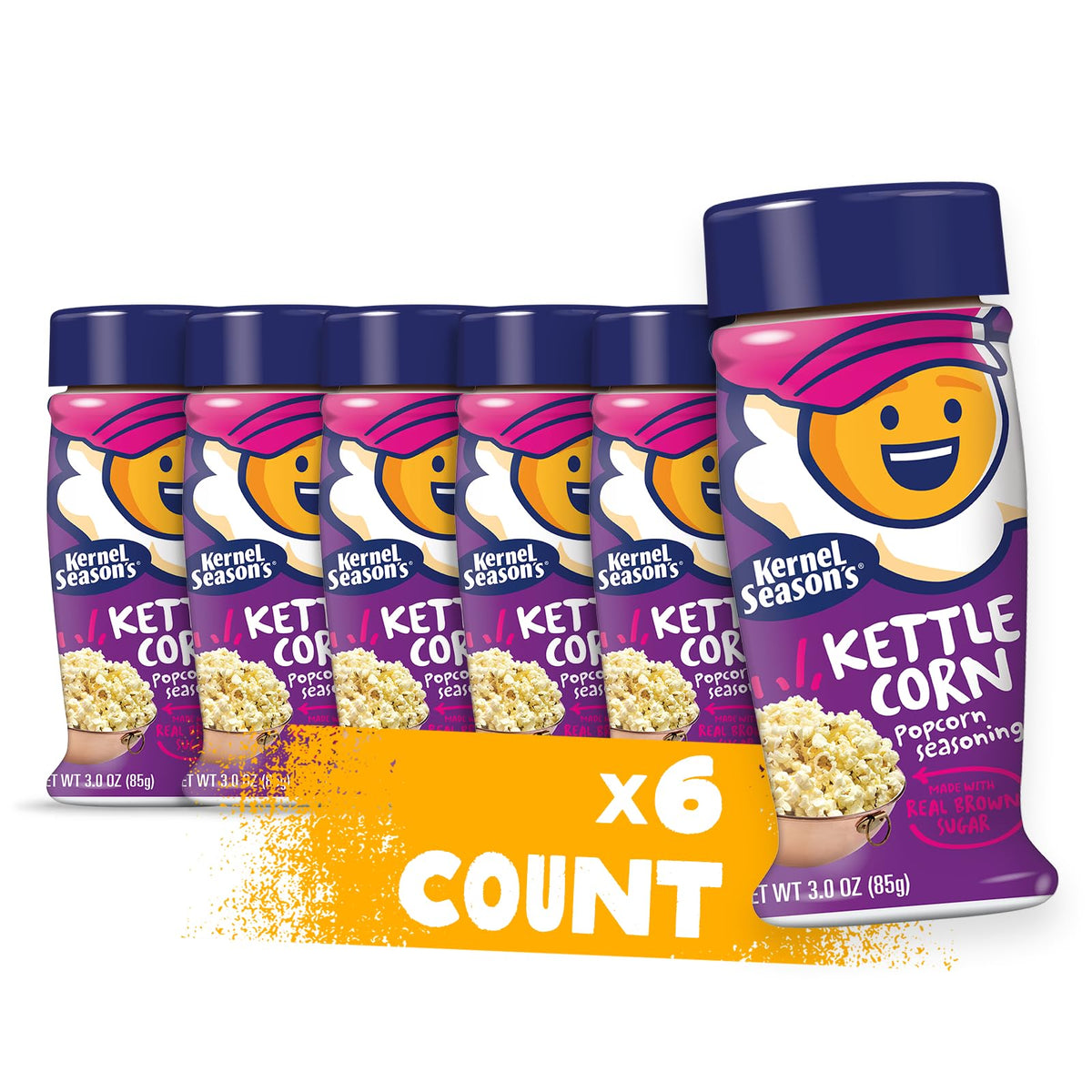 Kernel Season's front packaging showing kettle corn seasoning jar and brand