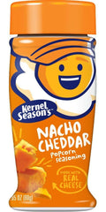 Kernel Season's front packaging showing nacho cheddar shaker and brand